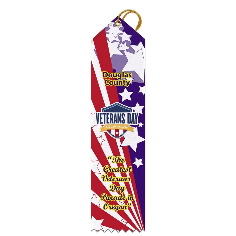 2" x 8"  Custom Multicolor Point Top Award Ribbon