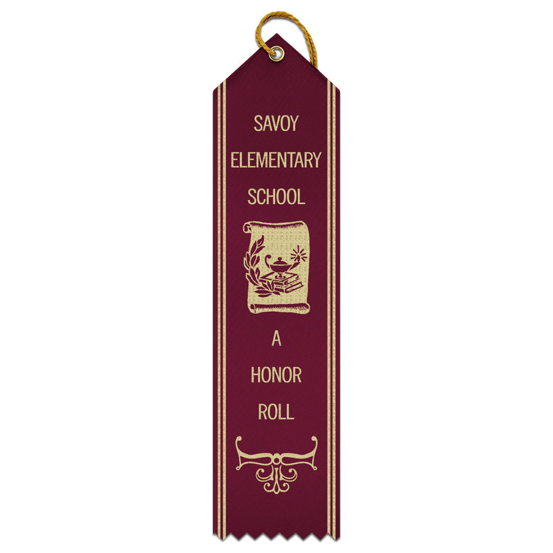 2" x 8" Custom Point Top Award Ribbon With Border