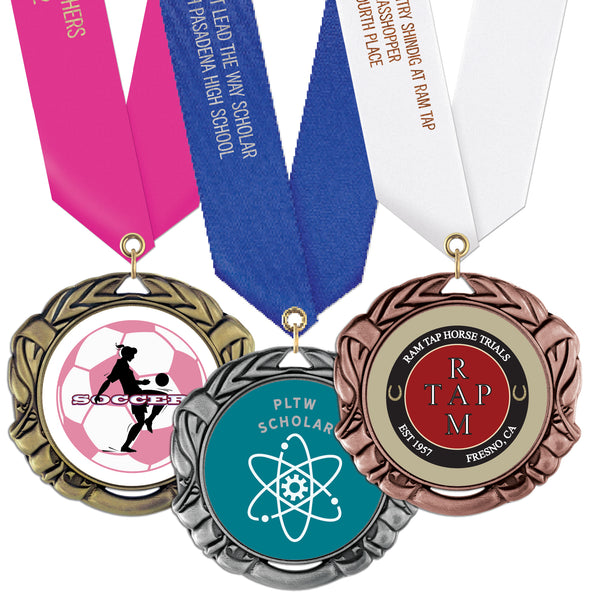 2-3/4"  Custom XBX Award Medal w/ Satin Neck Ribbon