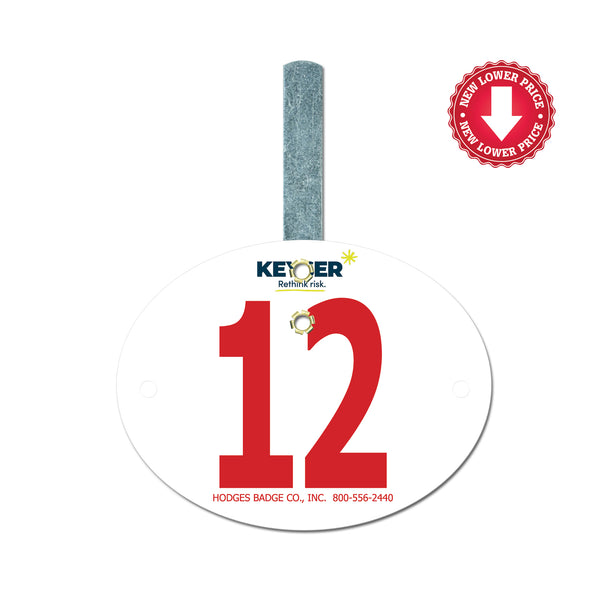 Custom Indurotec<sup>TM</sup> Full Color Oval Exhibitor Number With Hook