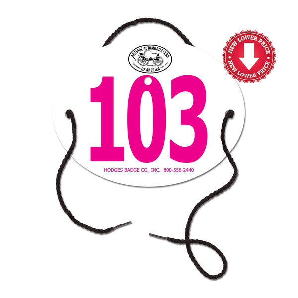 Custom Indurotec<sup>TM</sup> Full Color Arm Dressage Oval Exhibitor Number With String