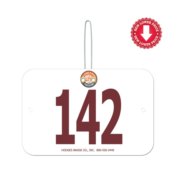 Custom Indurotec<sup>TM</sup> Full Color Large Rectangular Exhibitor Number With Hook