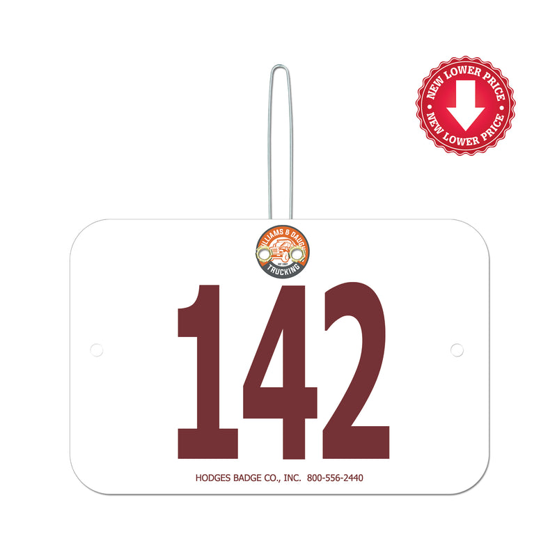 Custom Indurotec<sup>TM</sup> Full Color Large Rectangular Exhibitor Number With Hook