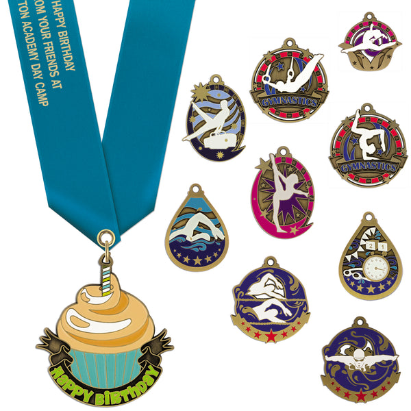 2" or 2-1/2" Superstar Award Medal With Satin Neck Ribbon
