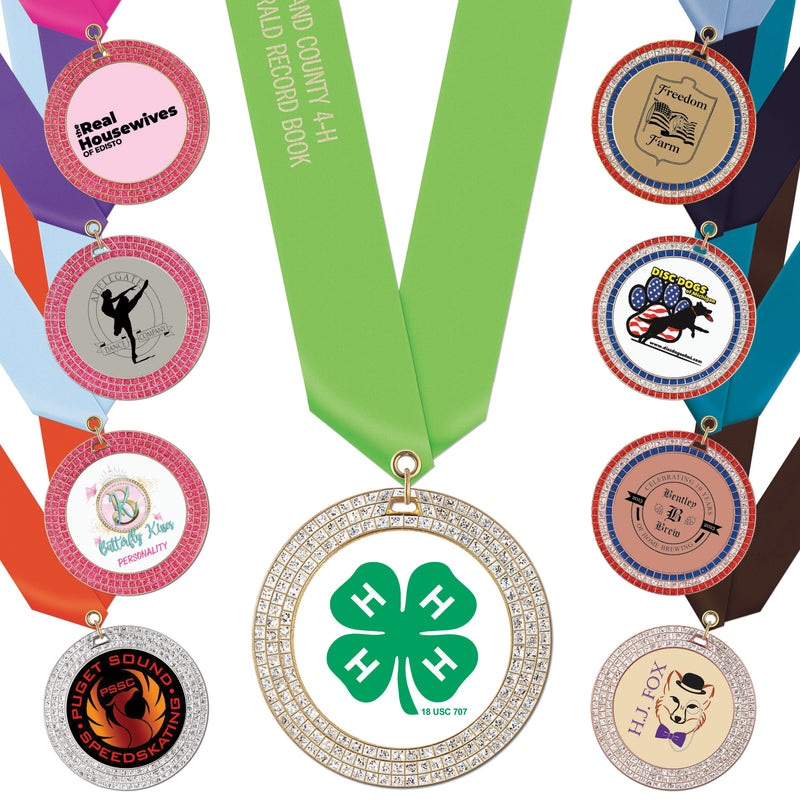 2-3/4" Custom GGM Award Medal With Satin Neck Ribbon