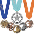 2-3/4" Custom Rising Star Award Medal With Satin Neck Ribbon