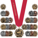 2-1/4" Custom Ten Star Award Medal With Satin Neck Ribbon