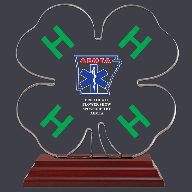 5-1/2" Custom Full Color 4-H Clover Shaped Acrylic Award