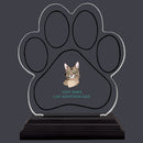 5-1/2" Custom Full Color Small Paw Print Shaped Acrylic With Black Base