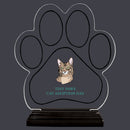 9-1/8" Custom Full Color Large Paw Print Shaped Acrylic With Black Base