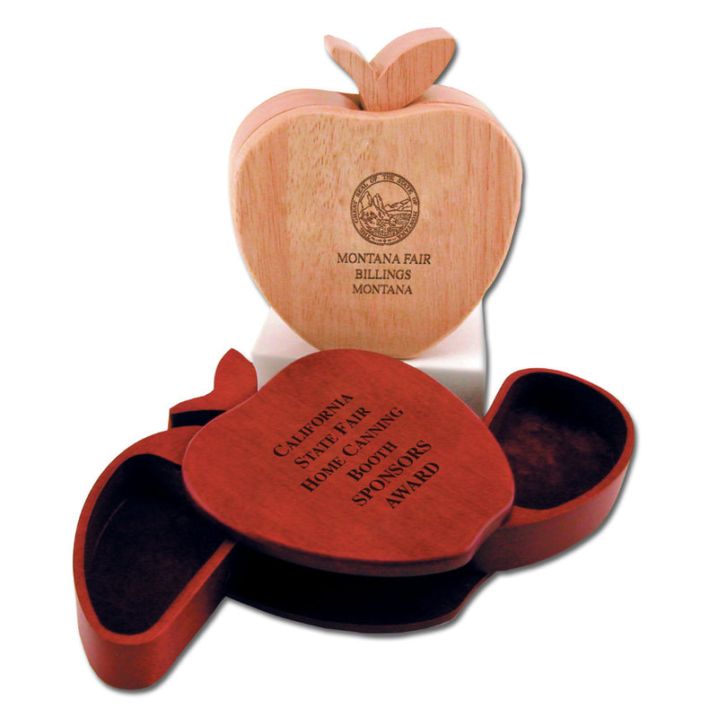 6" Custom Engraved Cherry Finished Apple Jewelry Box