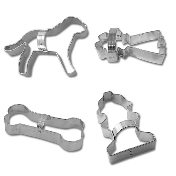 Set of 4 Dog Themed Cookie Cutters With Recipe