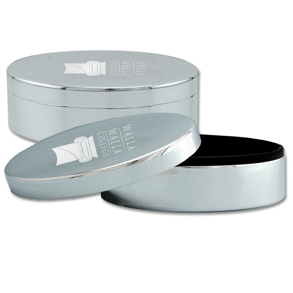 4-1/2" X 3" Custom Engraved Silver Oval Jewelry Box