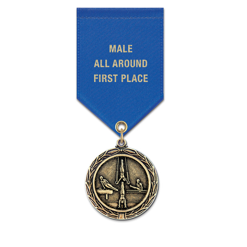 1-1/2" Medal MX Award Medal With Satin Drape Ribbon