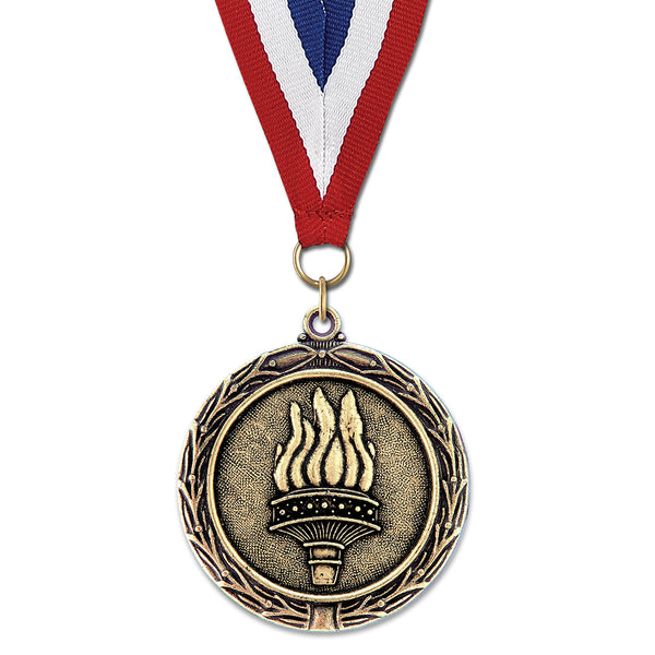 2-1/4" Stock LX Award Medal With Red/White/Blue or Year Grosgrain Neck Ribbon