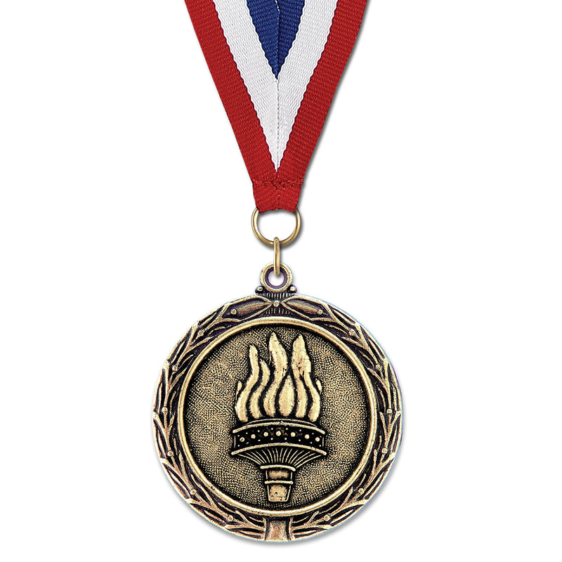 2-1/4" Stock LX Award Medal With Red/White/Blue or Year Grosgrain Neck Ribbon