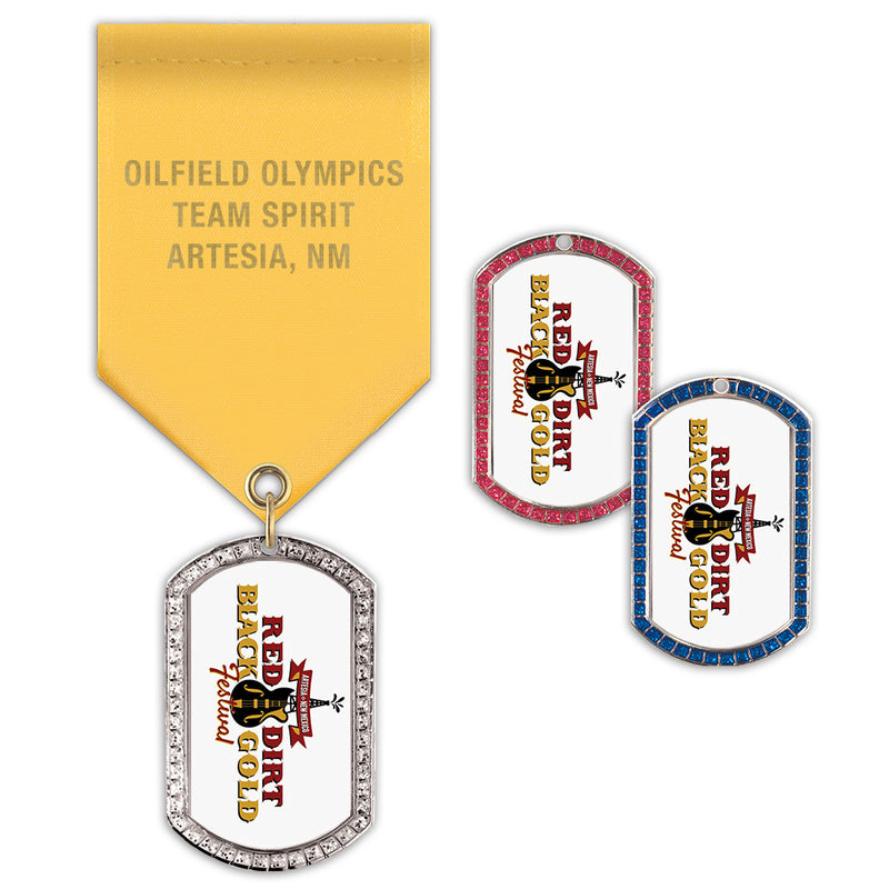 1-3/8" x 2-1/4" Custom GGM Tag Award Medal With Satin Drape