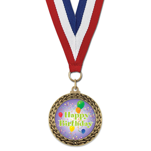 1-3/4" Stock LFL Award Medal With Red/White/Blue or Year Grosgrain Neck Ribbon