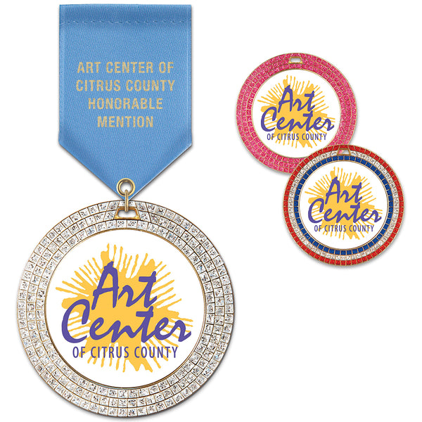 2-3/4" Custom GGM Award Medal With Satin Drape Ribbon