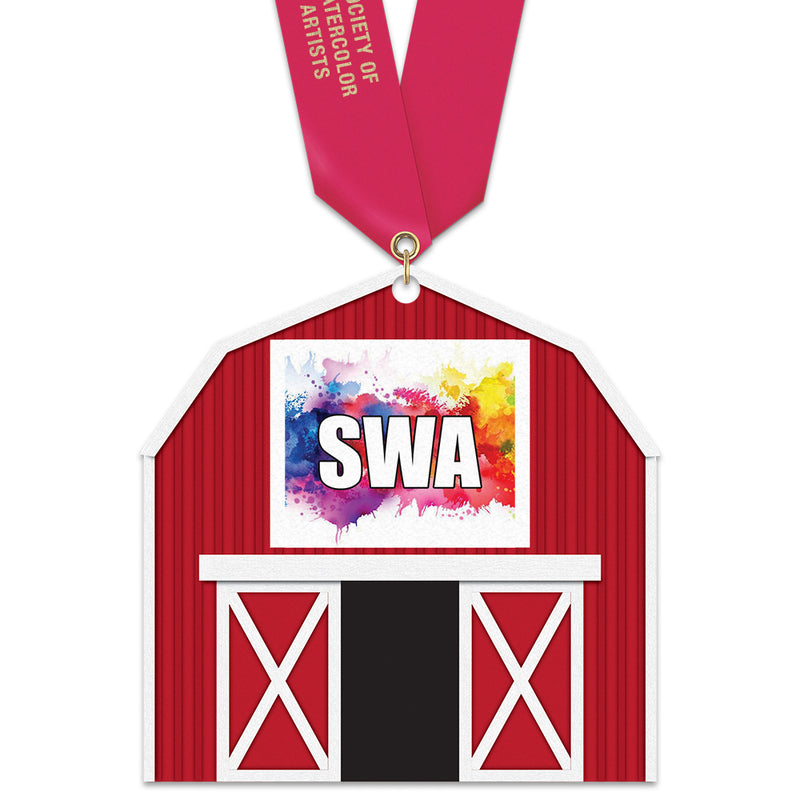 5" Stock Shape Birchwood Medal With Satin Neck Ribbon