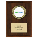 5" x 7" Custom XBX Medal Cherry Plaque With Engraved Plate