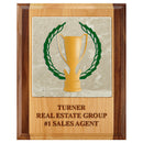 8" x 10"  Full Color Award Plaque - Red Alder & Walnut w/ Tumbled Stone Tile