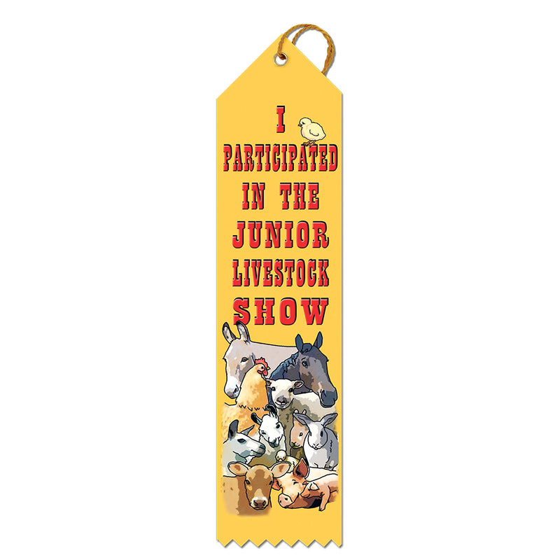 2" X 8" Stock Multicolor Point Top Junior Livestock Show Award Ribbon
