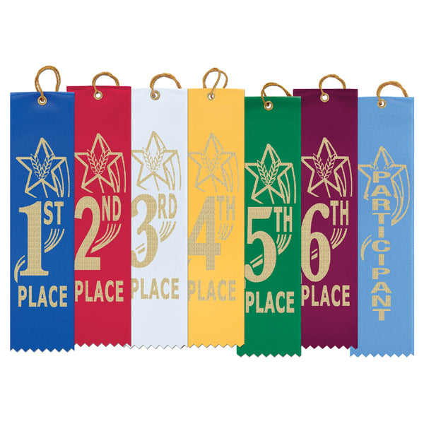 2" X 8" Stock Square Top Star Award Ribbon