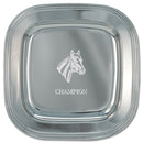 8" Engraved Silver Award Tray With Horse Stock Logo And Place