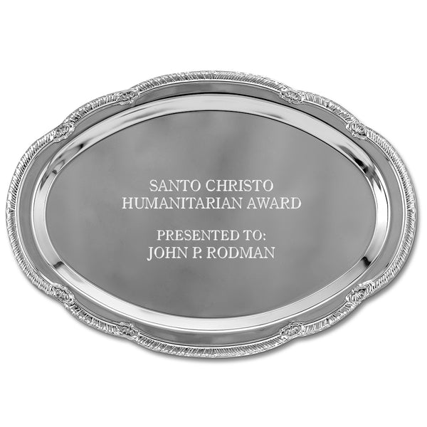 9" x 6-1/2" Scalloped Oval Award Tray