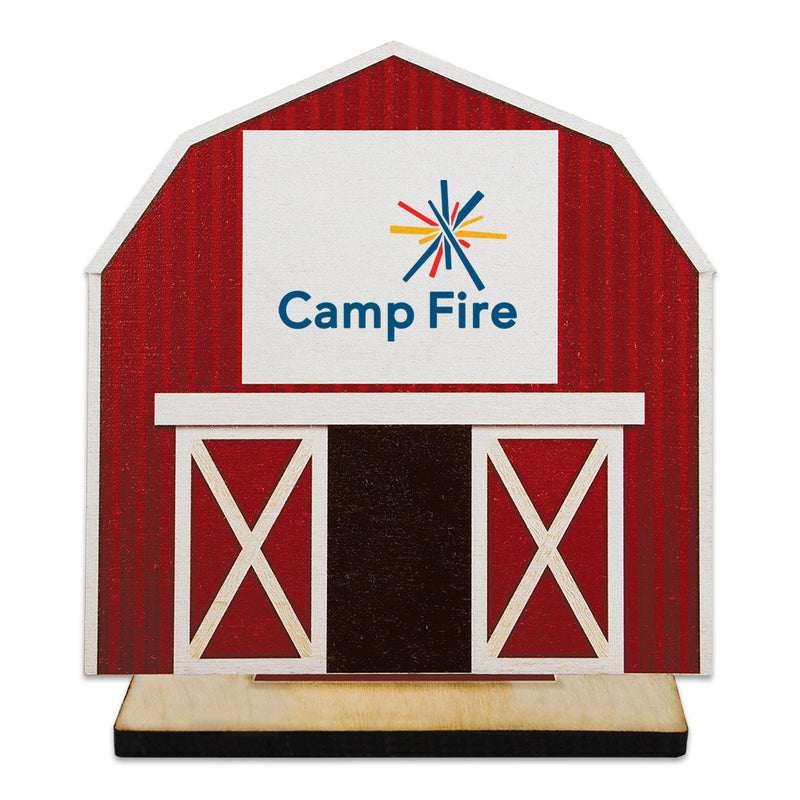 5" Barn Shape Birchwood Award Trophy With Natural Birchwood Base