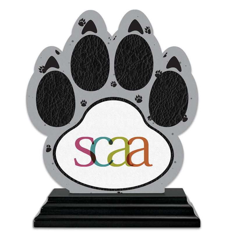 5" Paw Print Shape Birchwood Award Trophy With Black Base
