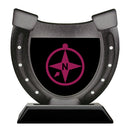 5" Horseshoe Shape Birchwood Award Trophy With Black Base