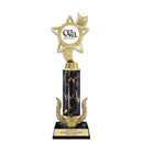 12" Custom Black Faux Marble Award Trophy w/Wreath & Insert Top