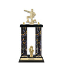 15" Black Faux Marble Award Trophy With Trim