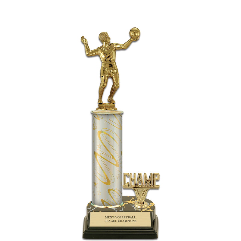 12" Custom Black Base Award Trophy With Trim