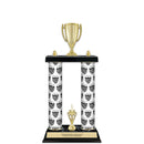15" Custom 2 Column Trophy with Trim and Black Marble Base