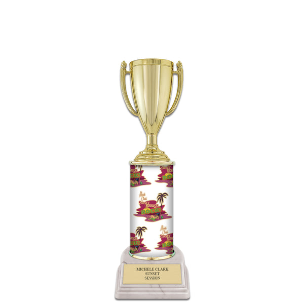 10" Custom Column Trophy with White Base