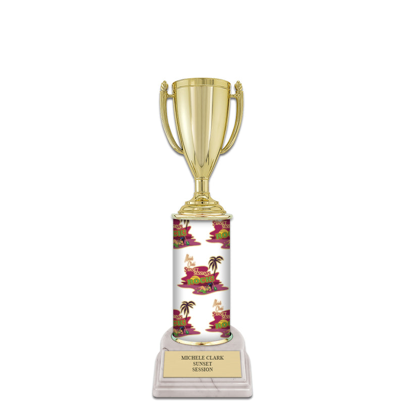 10" Custom Column Trophy with White Base