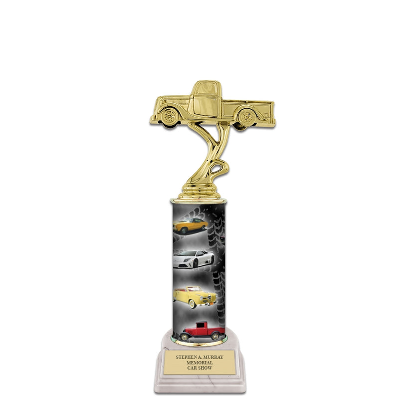 11" Custom Column Trophy with White Base