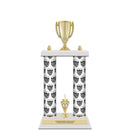 15" Custom 2 Column Trophy with Trim and White Marble Base