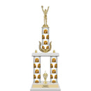 20" Custom 3 Column Trophy with Trim and White Marble Base