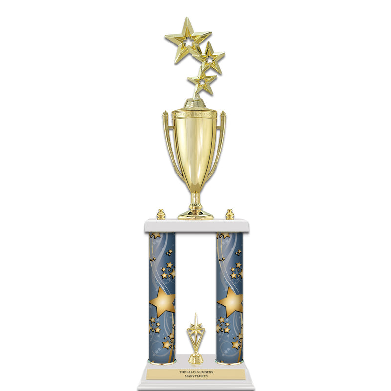 22" White Finished Award Trophy With Loving Cup And Trim