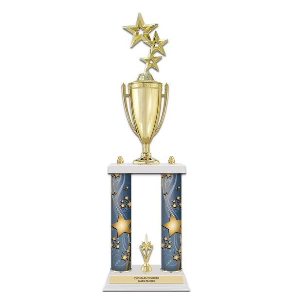 22" White Finished Award Trophy With Loving Cup And Trim