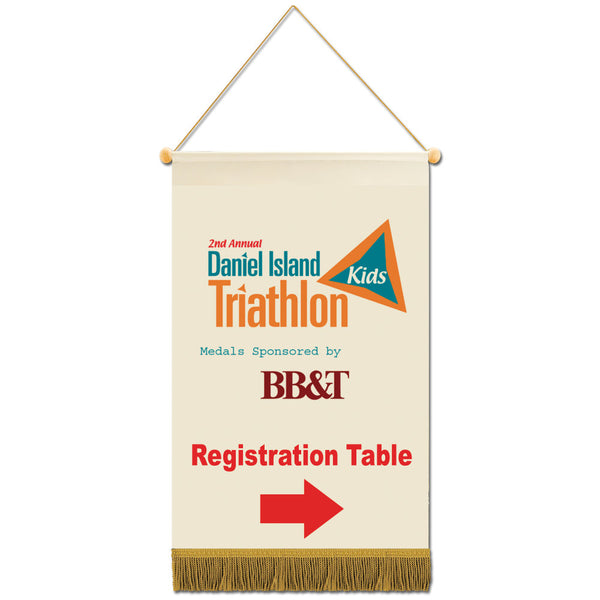 18-1/2"h x 11-1/2"w Vinyl Mini Banner With Fringe