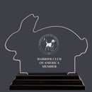 Engraved Rabbit Shaped Acrylic Award Trophy w/ Black Base