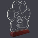 Engraved Paw Print Shaped Acrylic Trophy