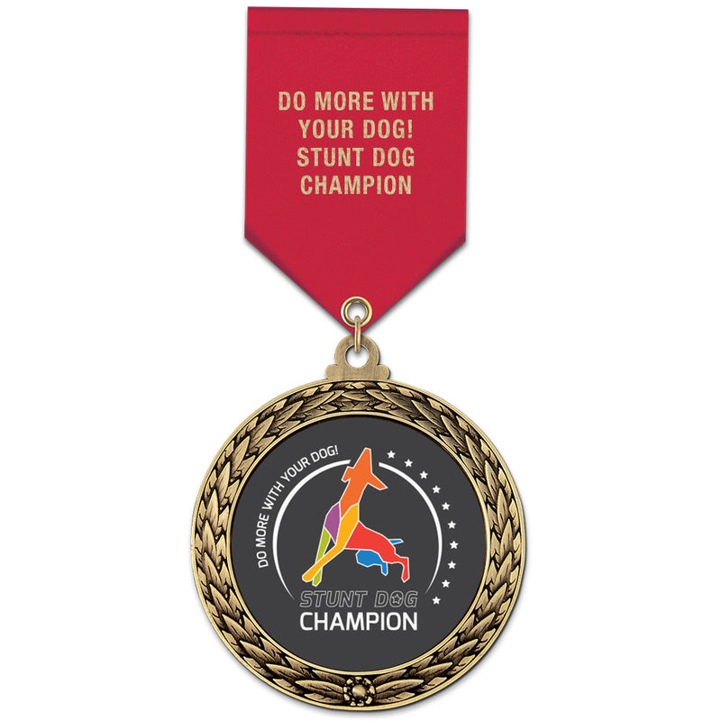 2-5/8" Custom GFL Award Medal With Satin Drape Ribbon