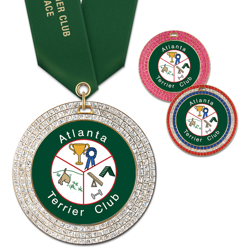 2-3/4" Custom GGM Award Medal With Satin Neck Ribbon