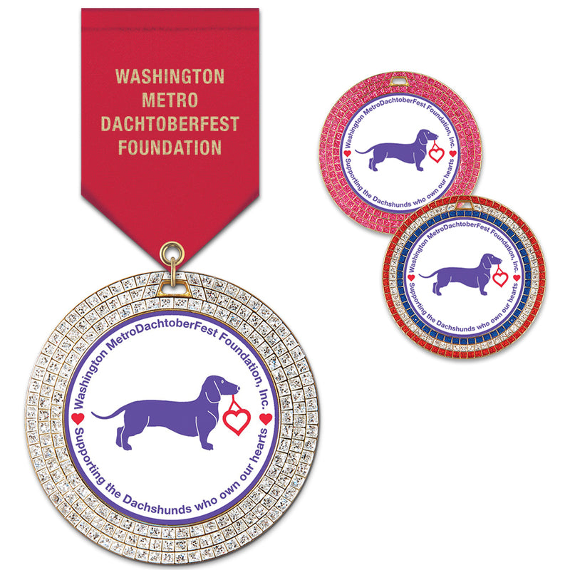 2-3/4" Custom GGM Award Medal With Satin Drape Ribbon